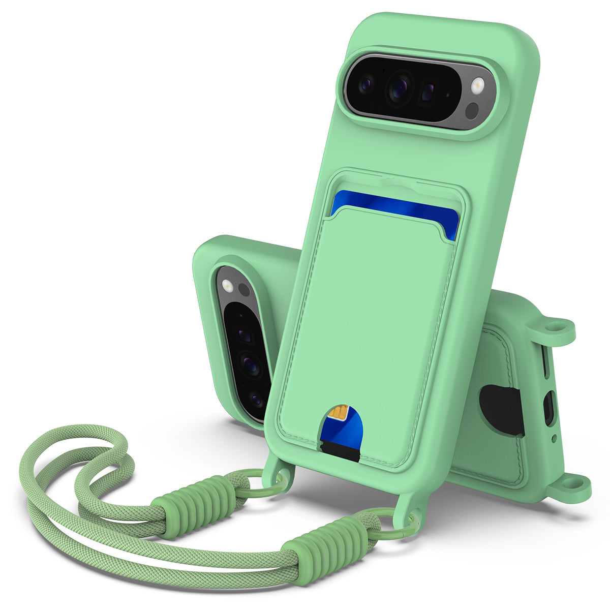 Liquid Silicone Case with Card Slot and Short Strap - For Google Pixel 10 Pro XL