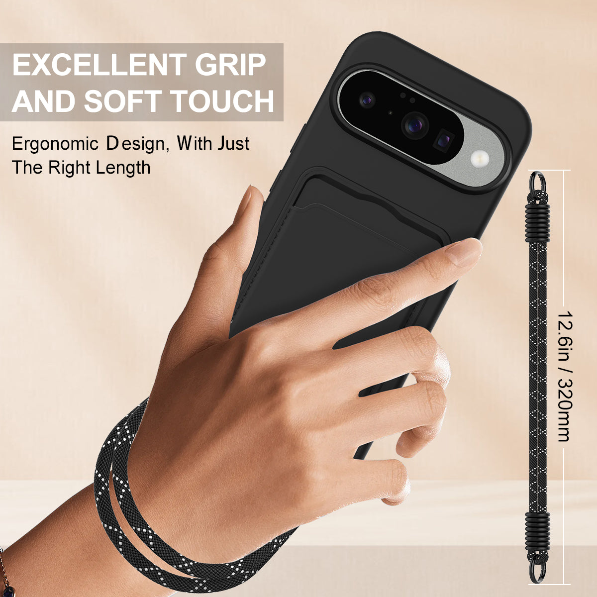 Liquid Silicone Case with Card Slot and Short Strap - For Google Pixel 10