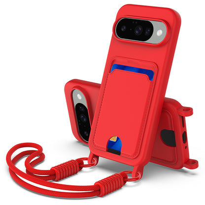 Liquid Silicone Case with Card Slot and Short Strap - For Google Pixel 10