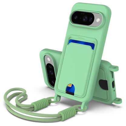 Liquid Silicone Case with Card Slot and Short Strap - For Google Pixel 10