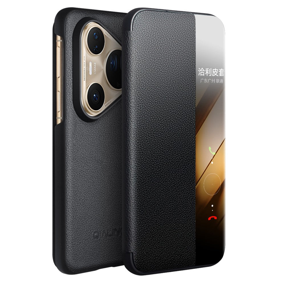 Qialino Genuine Cow Leather View Window Wallet Case - For Huawei Pura 80