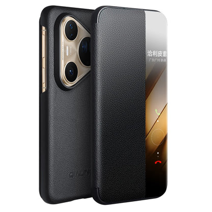 Qialino Genuine Cow Leather View Window Wallet Case - For Huawei Pura 80