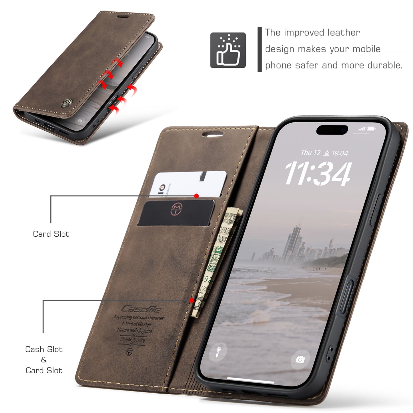 CaseMe 013 Series PU Leather Wallet Case - For iPhone 17