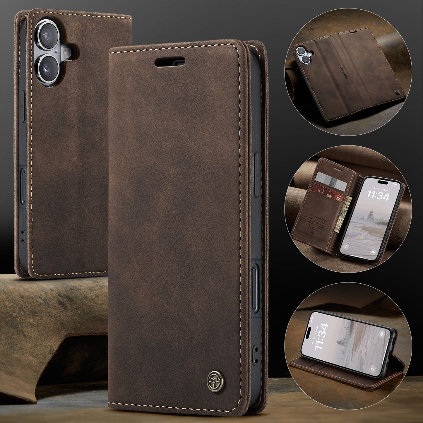 CaseMe 013 Series PU Leather Wallet Case - For iPhone 17