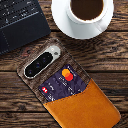PU Leather Cloth Texture Hard PC Case with Card Slot - For Google Pixel 10 Pro XL