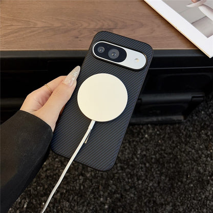 Carbon Fiber Texture PU Leather Case Compatible with MagSafe - For Google Pixel 10 Pro / 10