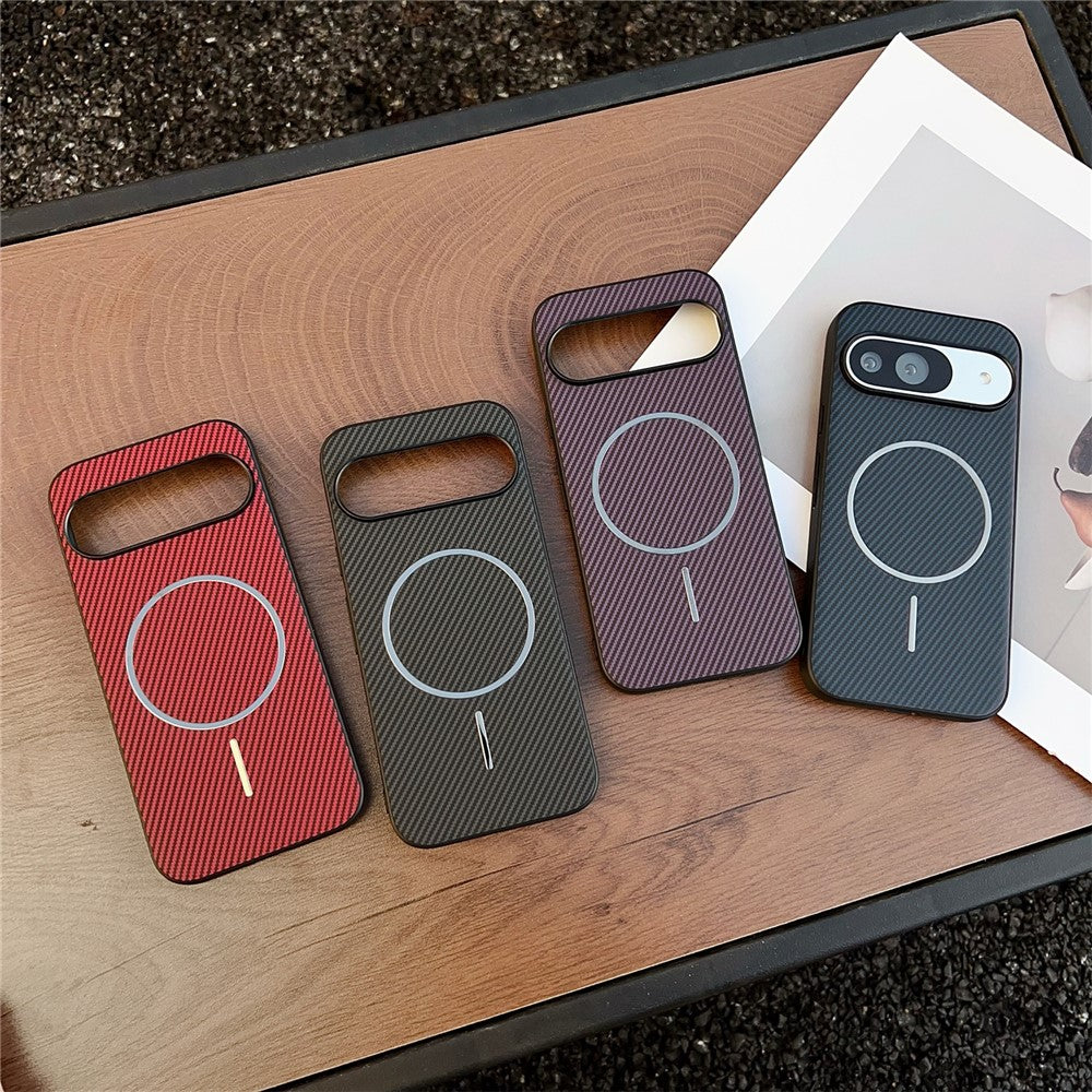 Carbon Fiber Texture PU Leather Case Compatible with MagSafe - For Google Pixel 10 Pro / 10