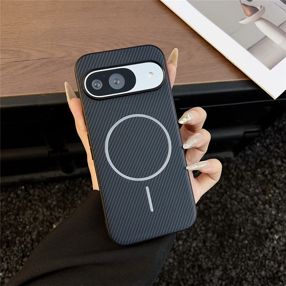 Carbon Fiber Texture PU Leather Case Compatible with MagSafe - For Google Pixel 10 Pro / 10