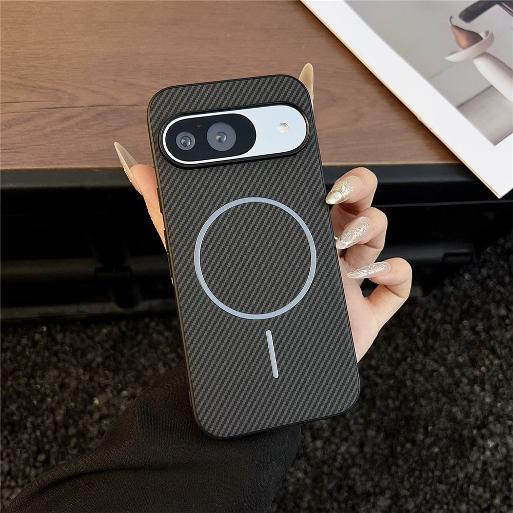 Carbon Fiber Texture PU Leather Case Compatible with MagSafe - For Google Pixel 10 Pro / 10