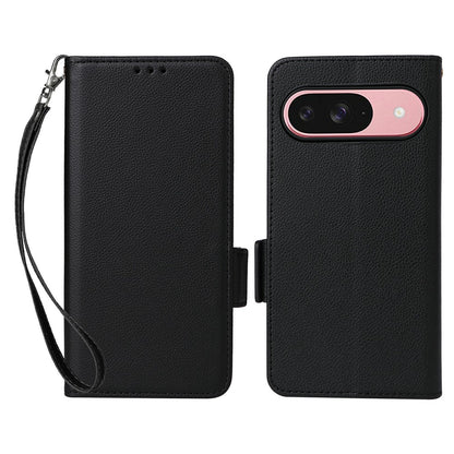 Litchi Texture PU Leather Wallet Case with Wrist Strap - For Google Pixel 10 / 10 Pro