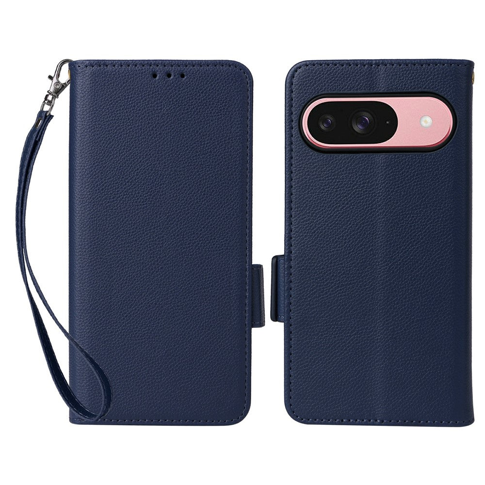 Litchi Texture PU Leather Wallet Case with Wrist Strap - For Google Pixel 10 / 10 Pro