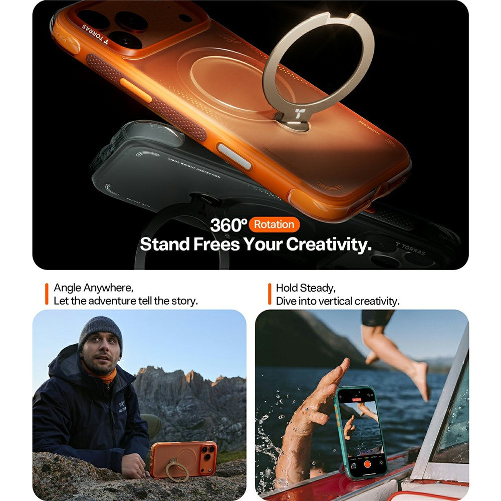 TORRAS Ostand Q3 Air Series Case with MagSafe PC + TPU Phone Cover - For iPhone 17 Pro