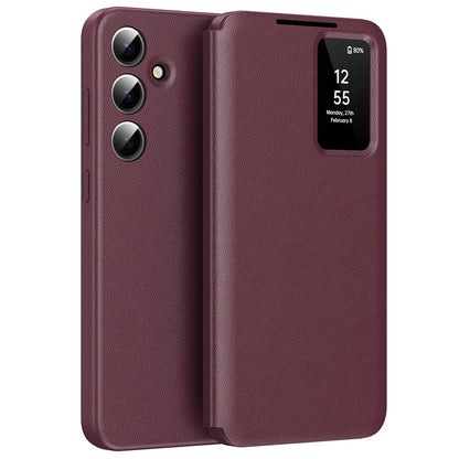 View Window PU Leather Wallet Case - For Samsung Galaxy S25 FE