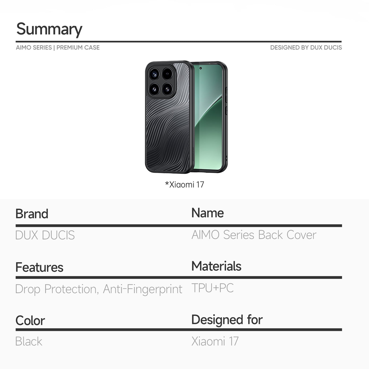 Dux Ducis Aimo Series TPU + PC Matte Case (REACH Certification) - For Xiaomi 17