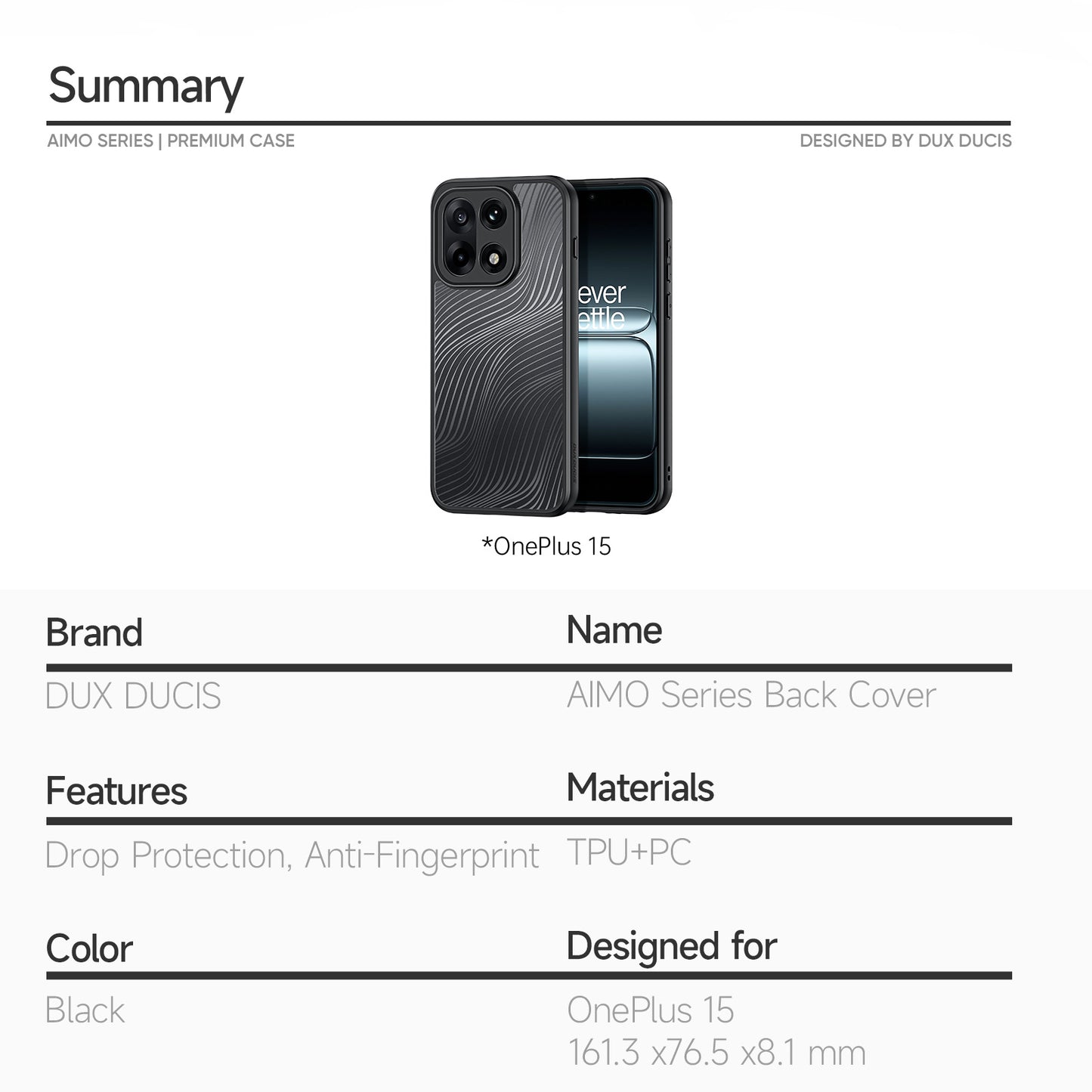 Dux Ducis Aimo Series TPU + PC Matte Case (REACH Certification) - For OnePlus 15