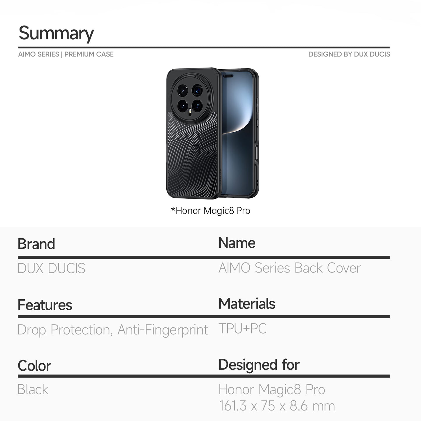 Dux Ducis Aimo Series TPU+PC Matte Case Phone Cover (REACH Certification) - For Honor Magic8 Pro