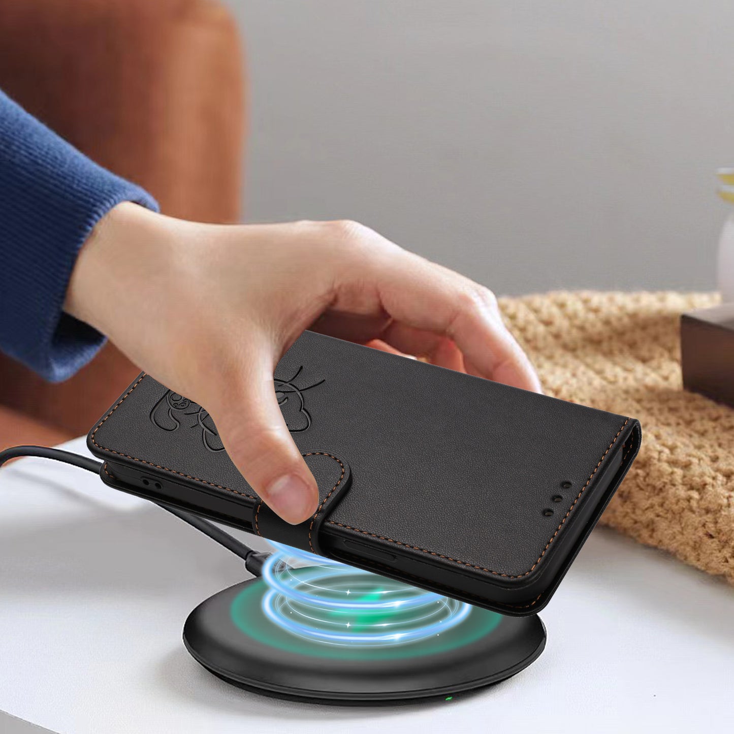 Love Cat Pattern Imprint PU Leather Wallet Case with Wrist Strap - For OnePlus 15