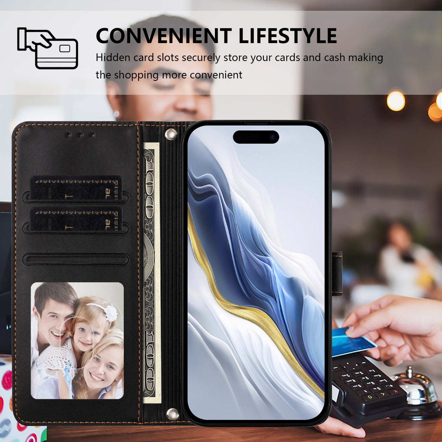 Love Cat Pattern Imprint PU Leather Wallet Case with Wrist Strap - For OnePlus 15