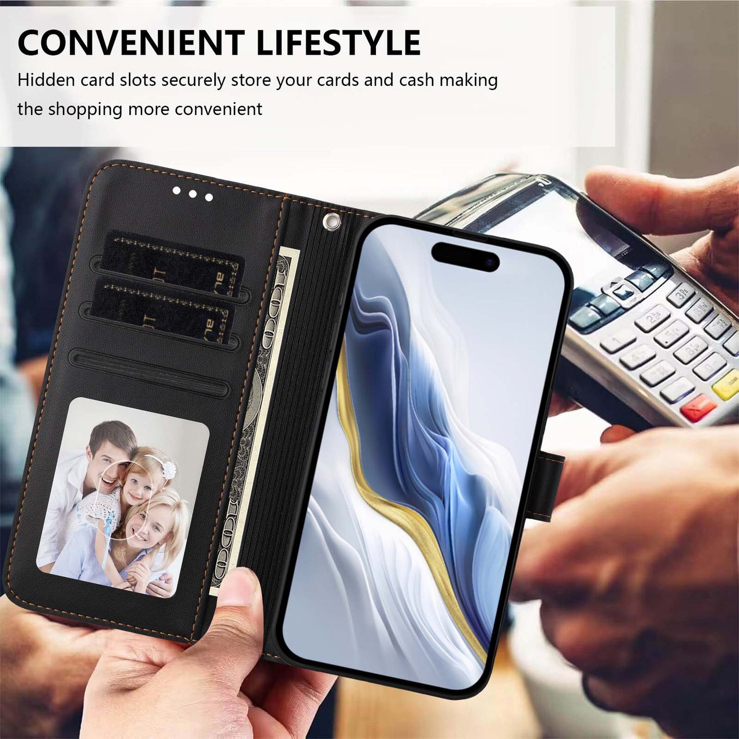 Love Cat Pattern Imprint PU Leather Wallet Case with Wrist Strap - For OnePlus 15