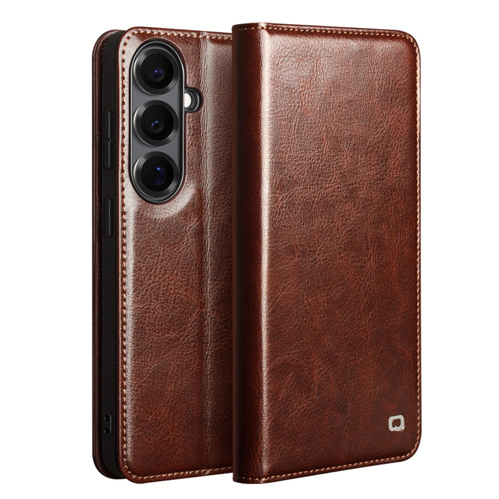 Qialino Genuine Cow Leather Wallet Case - For Samsung Galaxy S26