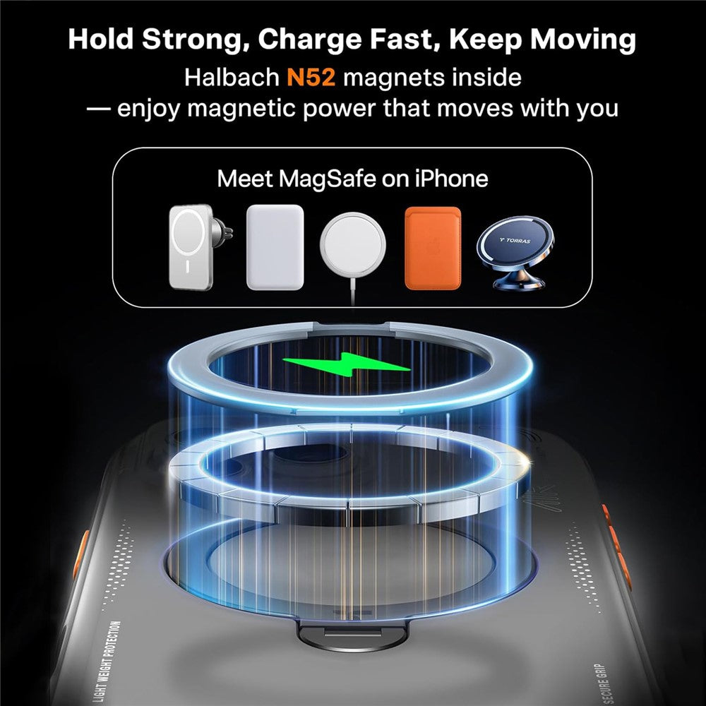 TORRAS Ostand Q3 Air Series Case with MagSafe PC + TPU Phone Cover - For iPhone 15 Pro Max