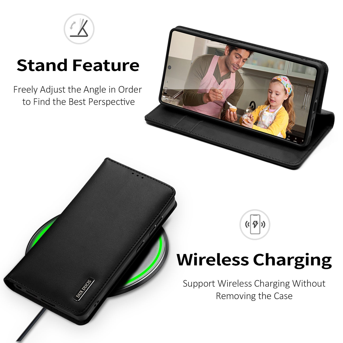 Dux Ducis Hivo Series Split Leather Wallet Stand Flip Case (Non-magnetic) - For Samsung Galaxy S26 Ultra