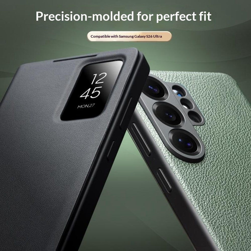Qialino View Window Genuine Cow Leather Wallet Case - For Samsung Galaxy S26 Ultra