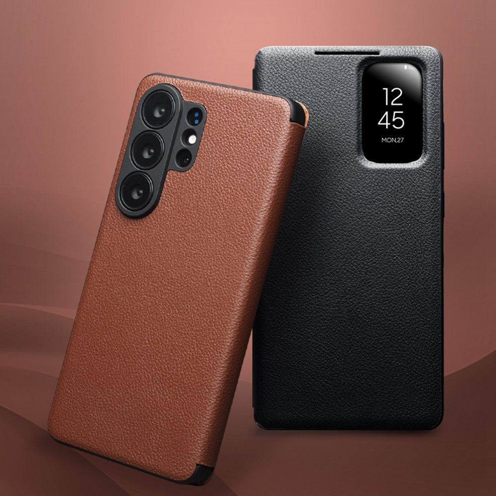 Qialino View Window Genuine Cow Leather Wallet Case - For Samsung Galaxy S26 Ultra