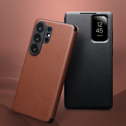 Qialino View Window Genuine Cow Leather Wallet Case - For Samsung Galaxy S26 Ultra