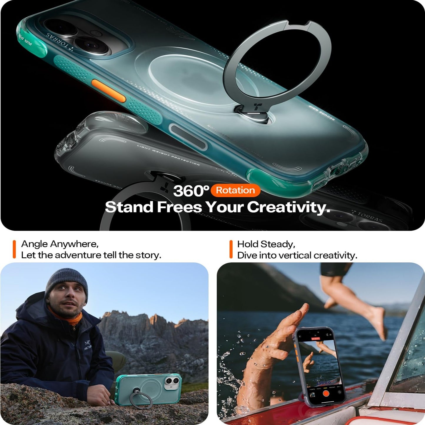 TORRAS Ostand Q3 Air Series Case with MagSafe PC + TPU Phone Cover - For iPhone 17