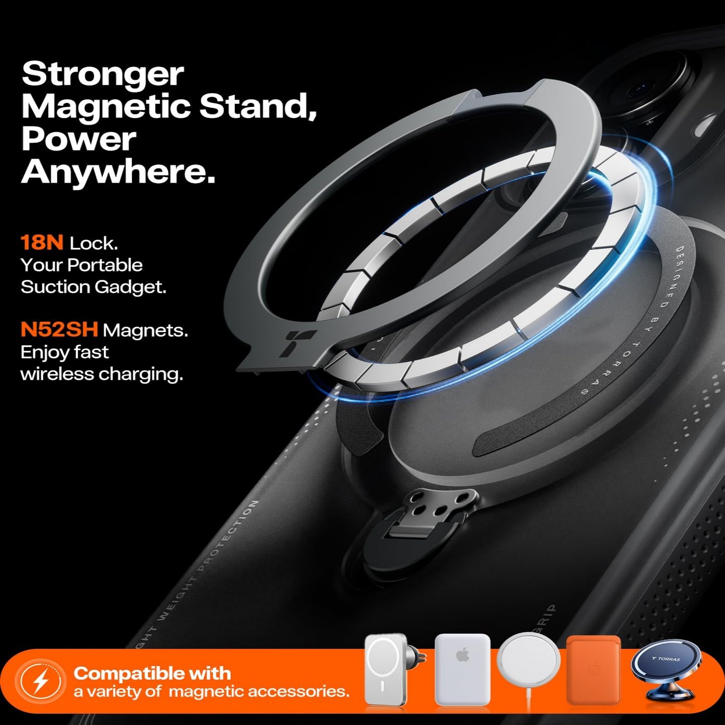 TORRAS Ostand Q3 Air Series Case with MagSafe PC + TPU Phone Cover - For iPhone 17