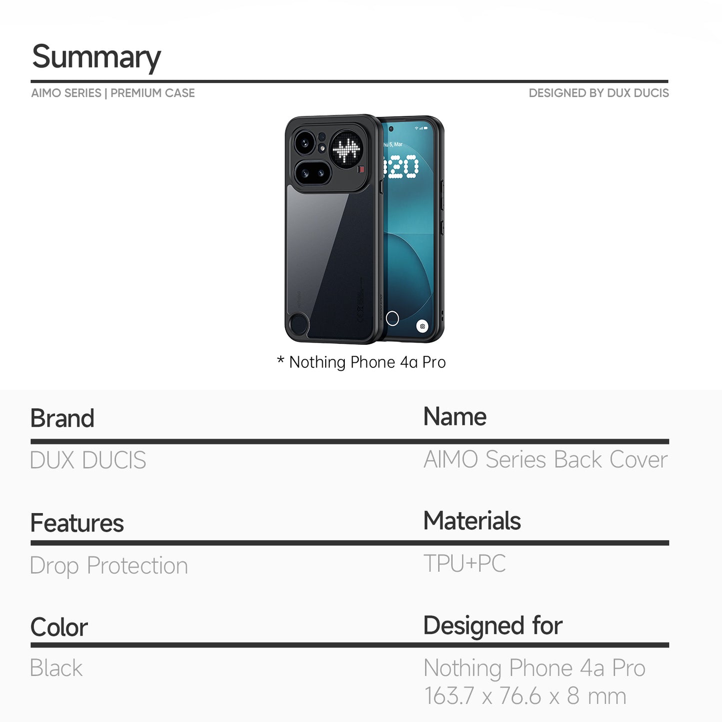 Dux Ducis Aimo Series PC + TPU Clear Back Phone Cover (REACH Certification) - For Nothing Phone (4a) Pro