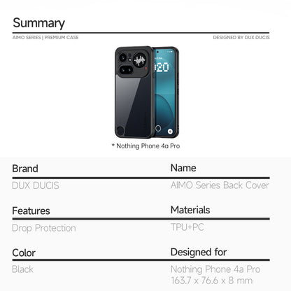 Dux Ducis Aimo Series PC + TPU Clear Back Phone Cover (REACH Certification) - For Nothing Phone (4a) Pro