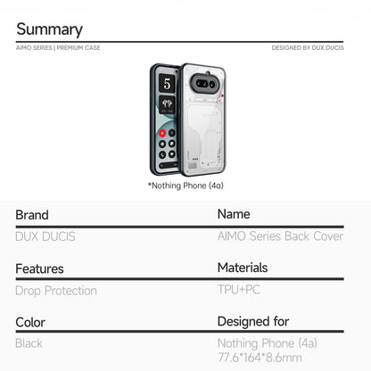 Dux Ducis Aimo Series PC + TPU Clear Back Phone Cover (REACH Certification) - For Nothing Phone (4a)