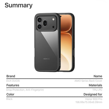 Dux Ducis Aimo Series PC + TPU Clear Back Phone Cover (REACH Certification) - For Honor 600 / 600 Pro