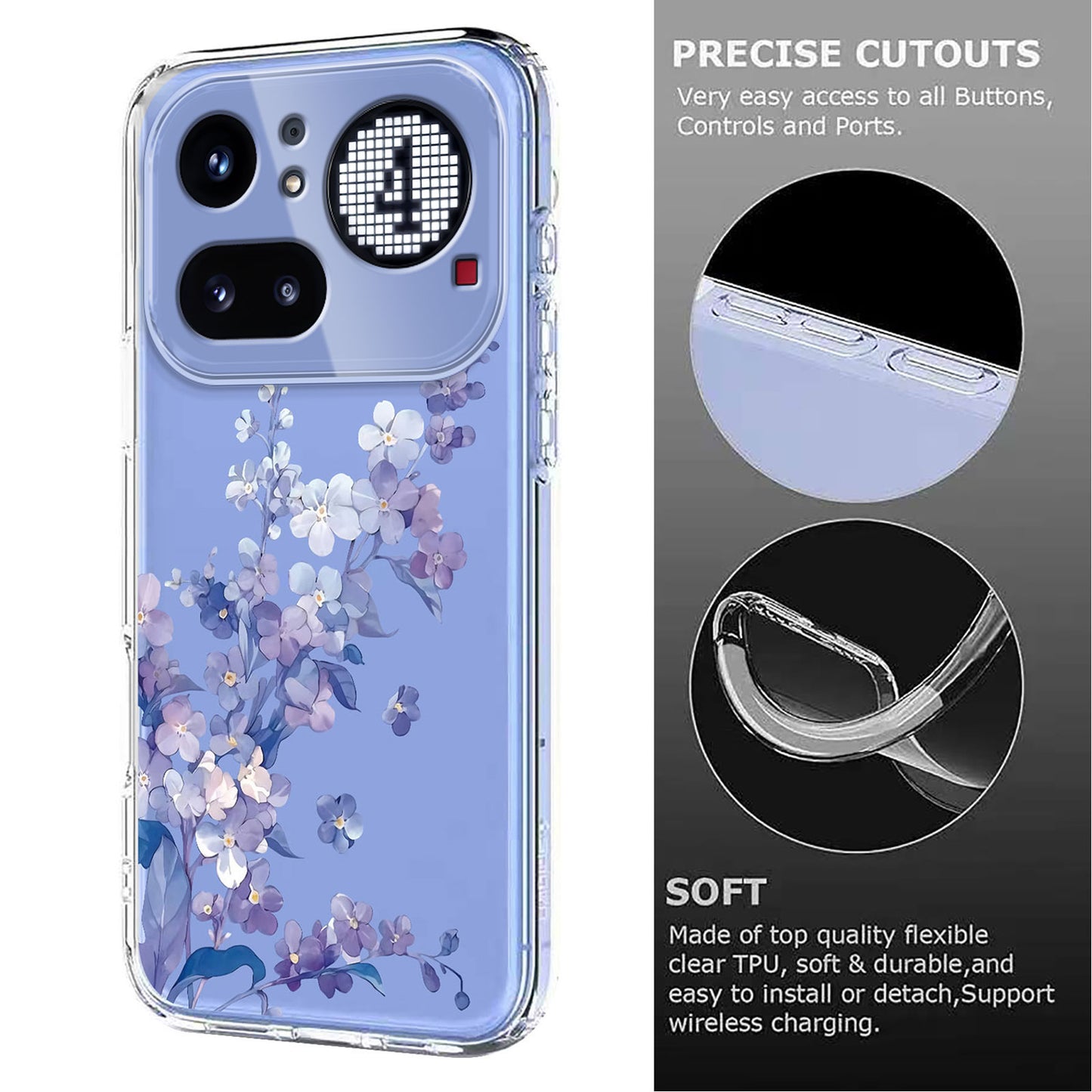 Butterfly Floral Pattern Printing TPU Phone Case Back Cover - For Nothing Phone (4a) Pro