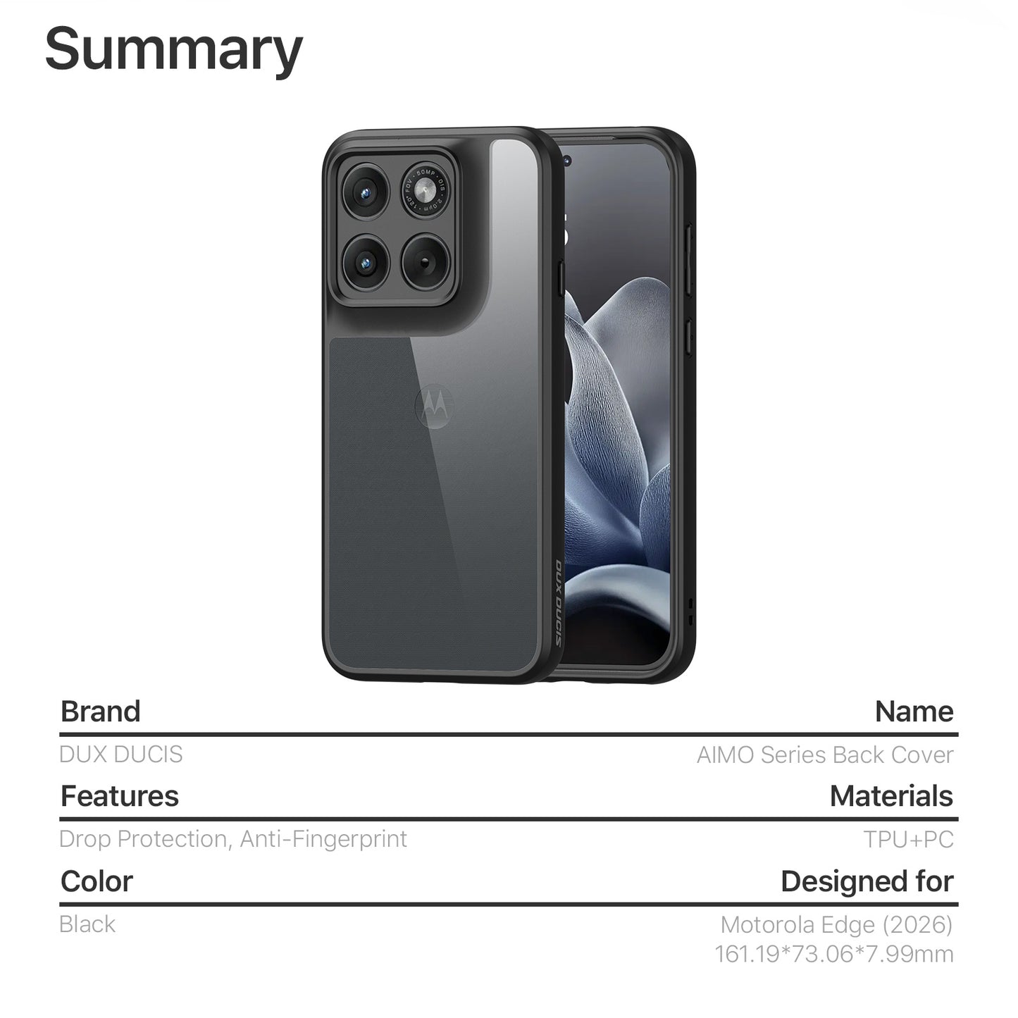 Dux Ducis Aimo Series PC + TPU Back Phone Cover (REACH Certification) - For Motorola Edge (2026)
