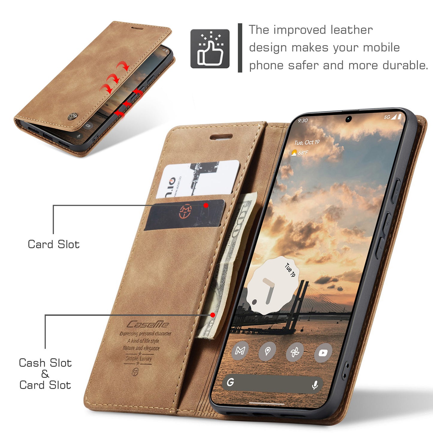 CaseMe 013 Series PU Leather Wallet Case - For Google Pixel 11 Pro / Pixel 11