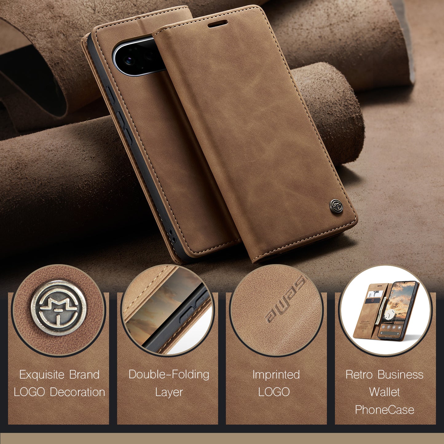 CaseMe 013 Series PU Leather Wallet Case - For Google Pixel 11 Pro / Pixel 11