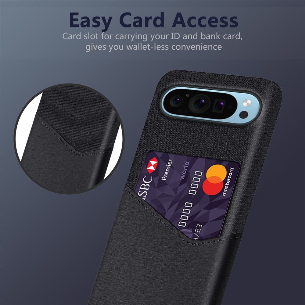PU Leather Cloth Texture Hard PC Case with Card Slot - For Google Pixel 9 / 9 Pro