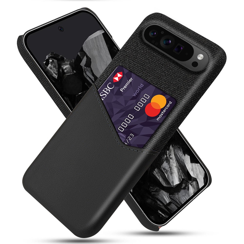 PU Leather Cloth Texture Hard PC Case with Card Slot - For Google Pixel 9 Pro XL