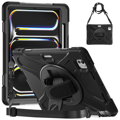Kickstand Pen Slot TPU + PC + Silicone Case Tablet Cover with Shoulder Strap - For iPad Pro 11 (2025) / (2024)
