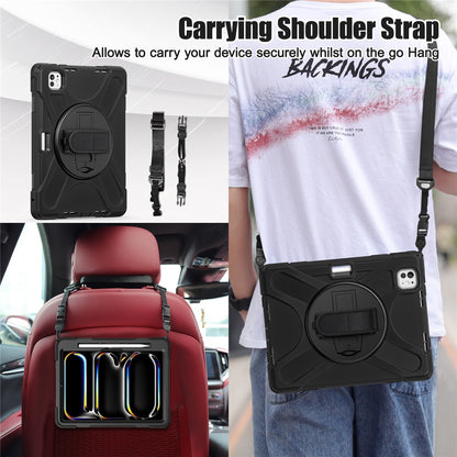 Kickstand Pen Slot TPU + PC + Silicone Case Tablet Cover with Shoulder Strap - For iPad Pro 11 (2025) / (2024)
