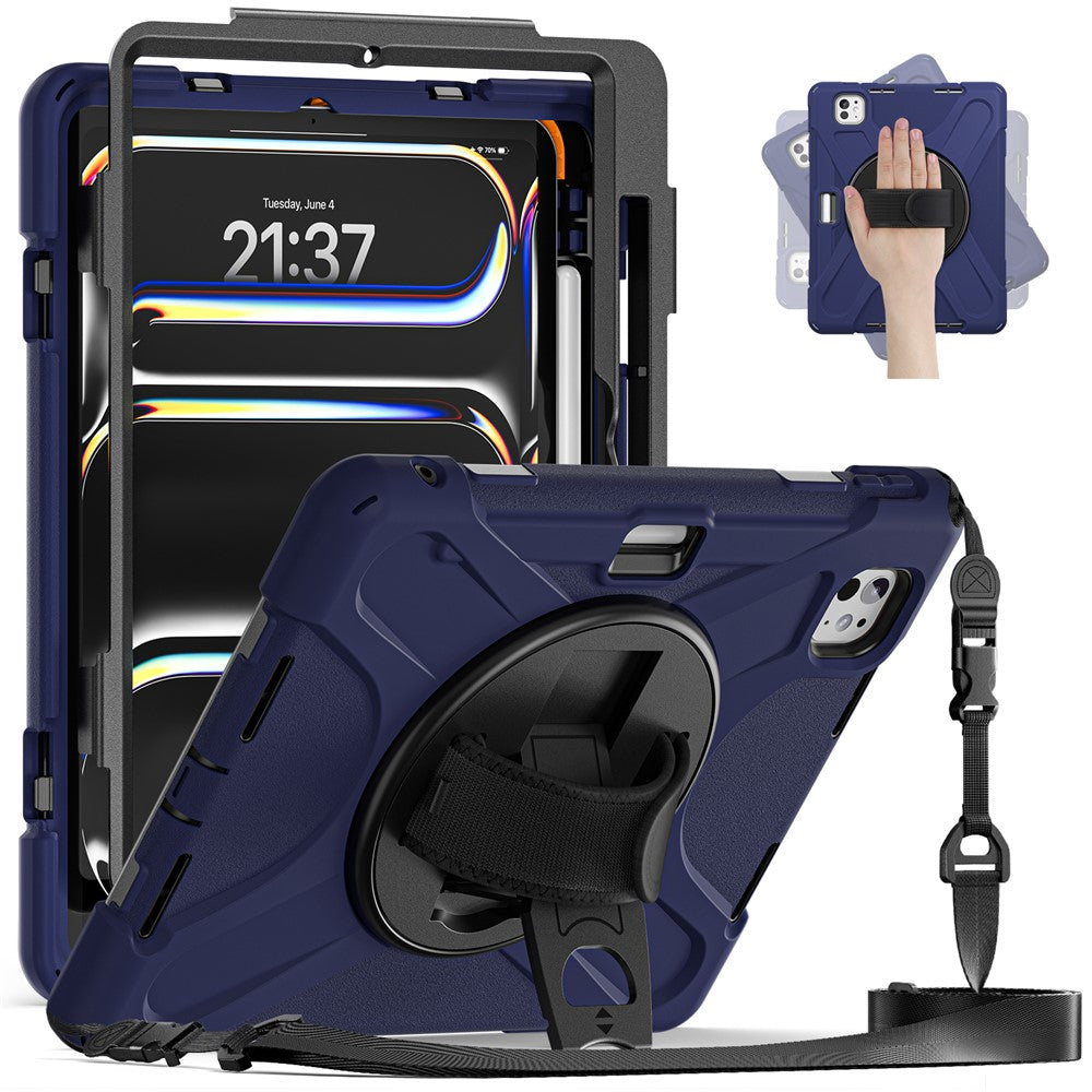 Kickstand Pen Slot TPU + PC + Silicone Case Tablet Cover with Shoulder Strap - For iPad Pro 11 (2025) / (2024)