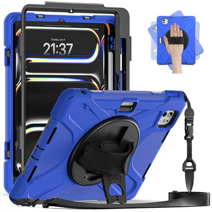 Kickstand Pen Slot TPU + PC + Silicone Case Tablet Cover with Shoulder Strap - For iPad Pro 11 (2025) / (2024)