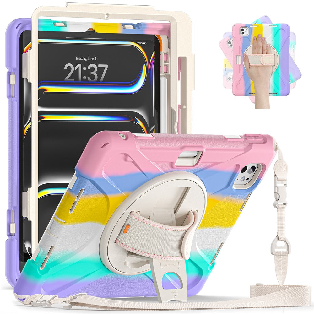 Kickstand Pen Slot TPU + PC + Silicone Case Tablet Cover with Shoulder Strap - For iPad Pro 11 (2025) / (2024)