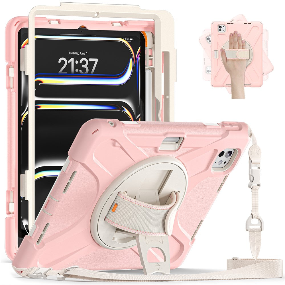 Kickstand Pen Slot TPU + PC + Silicone Case Tablet Cover with Shoulder Strap - For iPad Pro 11 (2025) / (2024)