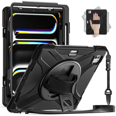 Kickstand Pen Slot TPU + PC + Silicone Case Tablet Cover with Shoulder Strap - For iPad Pro 13 (2025) / (2024)