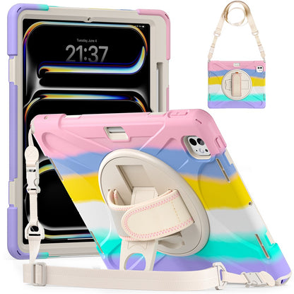 Kickstand Pen Slot TPU + PC + Silicone Case Tablet Cover with Shoulder Strap - For iPad Pro 13 (2025) / (2024)