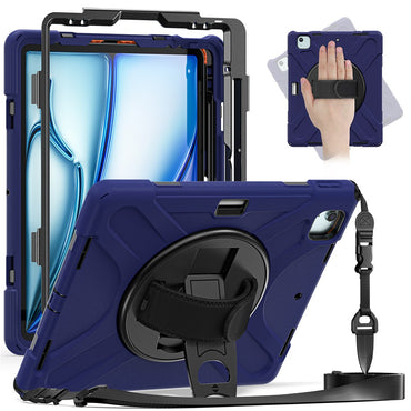 Kickstand Pen Slot TPU + PC + Silicone Case Tablet Cover with Shoulder Strap - For iPad Air 11 (2025) / (2024)